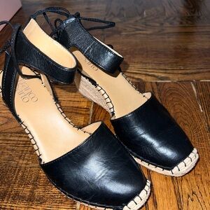 Franco Sarto closed toe black espadrilles heels